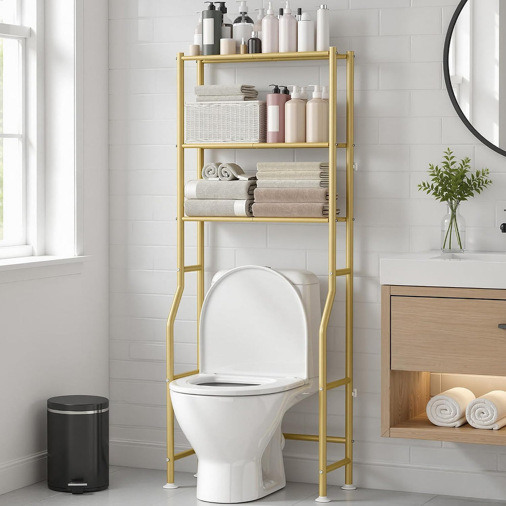3-Tier Over Toilet Storage, Anti-Wobble, Gold