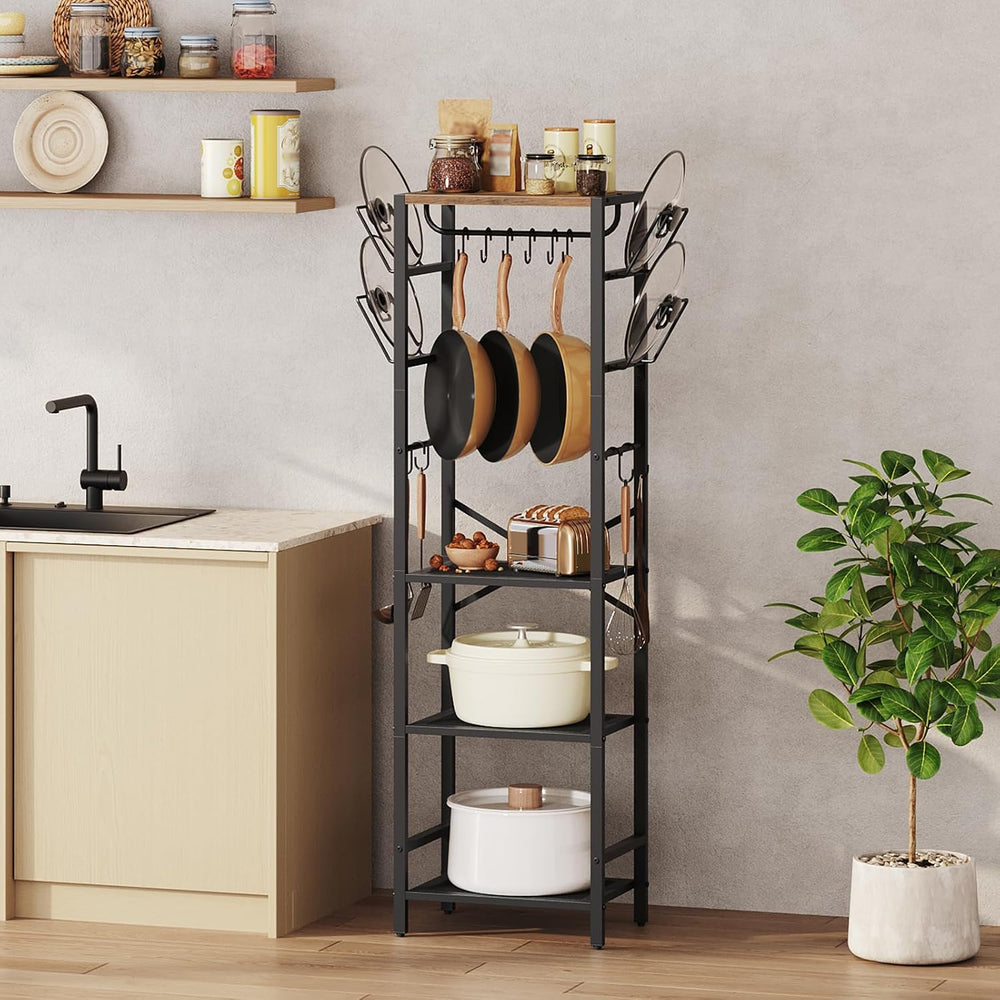 MAHANCRIS 4-Tier Pot Rack, Pots and Pans Organizer for Kitchen Corner, Kitche...