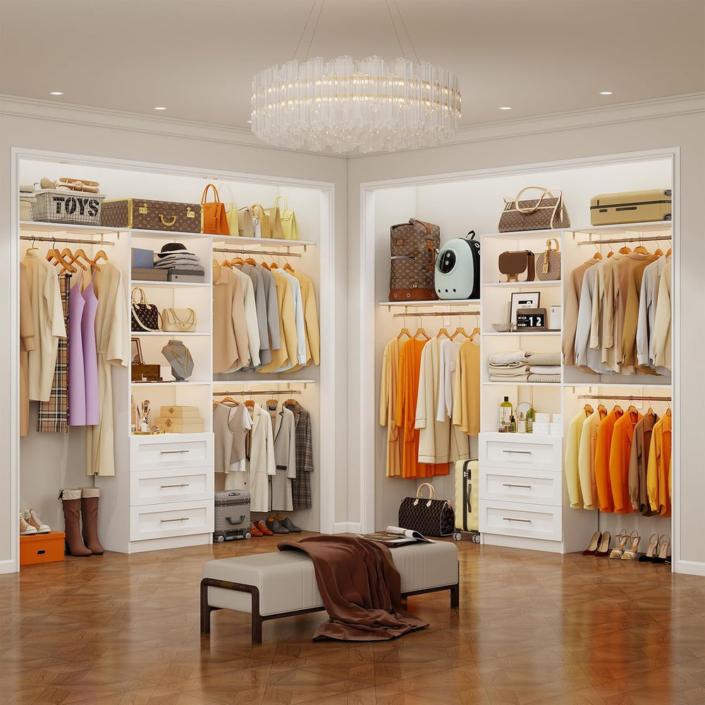 Closet System with 6 Drawers, 6-12FT Closet Organizer System with Cuttable Sh...