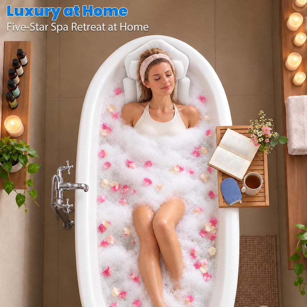 Bath Pillow for Tub, 5D Air Mesh Bathtub Pillow (White)