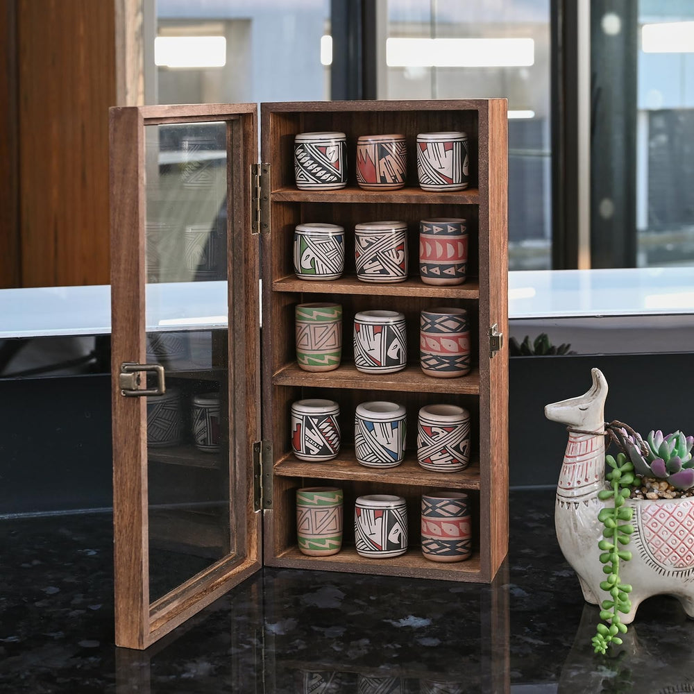 Ikee Design Wood 5 Shelf Wall-Mounted Case Display,Tempered Glass Door