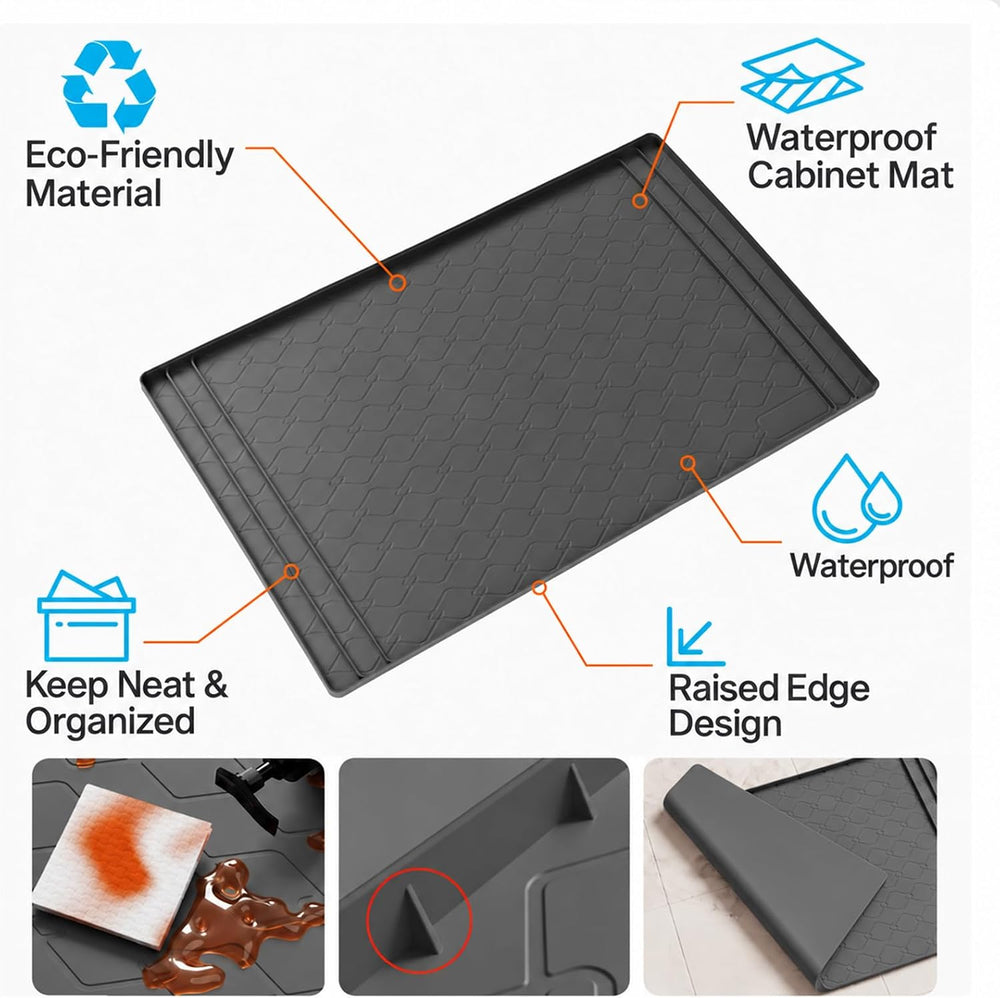 Under Sink Mats 34"x22", Waterproof Shelf Liner for Kitchen