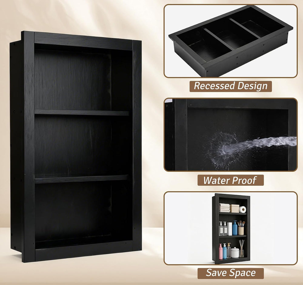 Shower Niche,14''x24'' Wood Recessed Wall Niche Medicine Cabi...