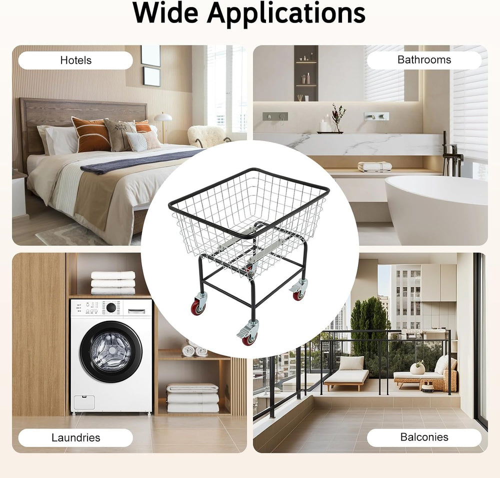 4.5 Bushel Steel Wire Laundry Cart, Commercial Wire Laundry Basket with Wheel...