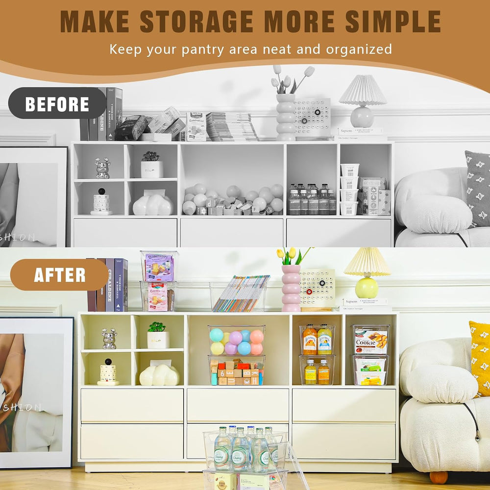 Freebat 12 Pack Clear Storage Bins with Lids, 7 Quart Pantry Organizer Bins