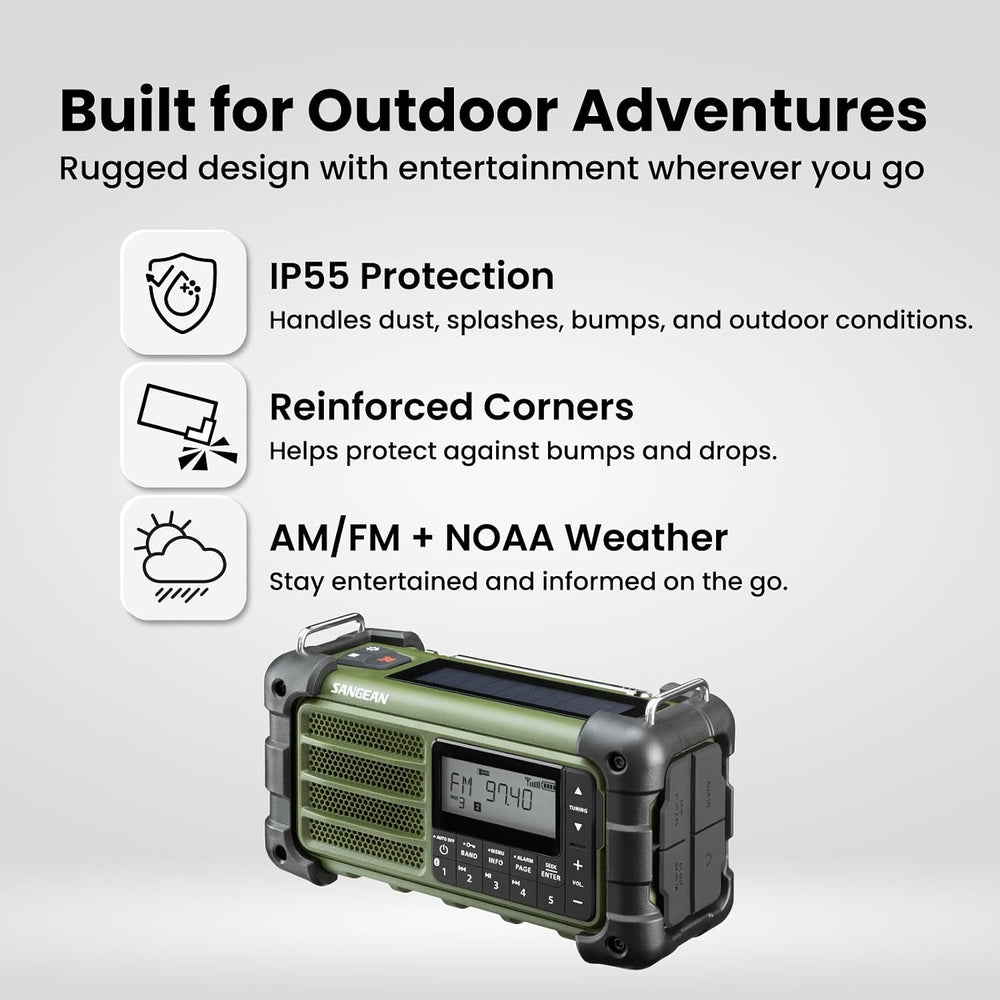 Sangean MMR-99 AM/FM Bluetooth Weather Emergency Radio, Multi-Powered