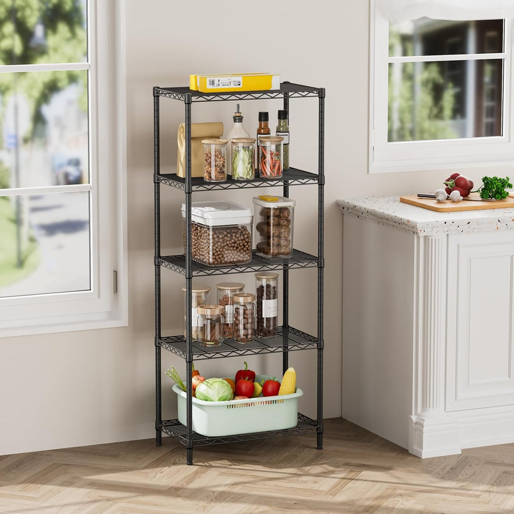 5 Metal Shelves Wire Shelving Storage Shelf Adjustable Unit Pantry