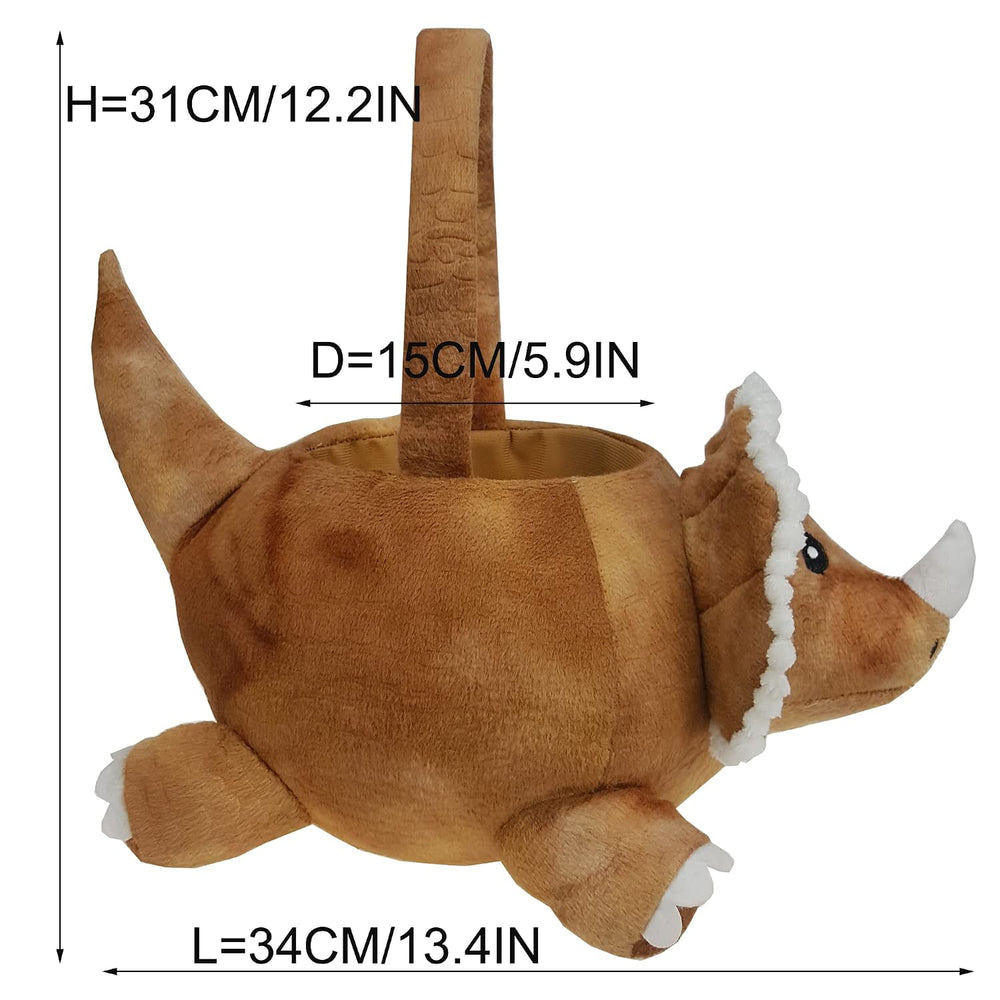 Personalized Halloween Basket 3D Plush Triceratops Dinosaur Trick ot Treat Ba...