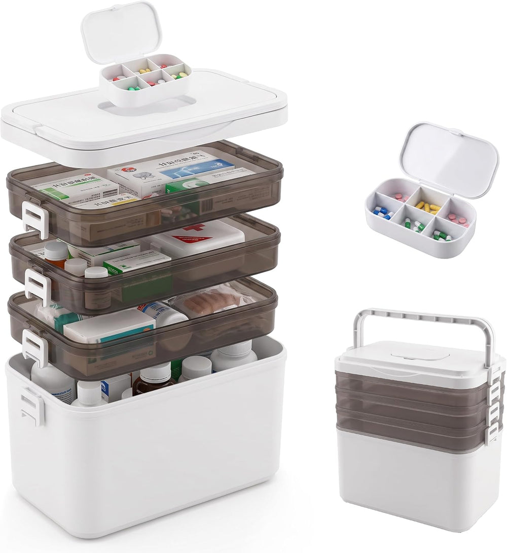 4-Tier Medicine Organizer - Portable Medicine Cabinet with Handle