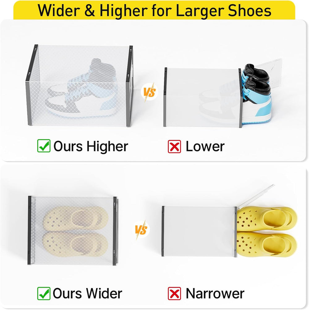 Kuject X-Large Shoe Storage Boxes with Activated Charcoal Packs for Closet
