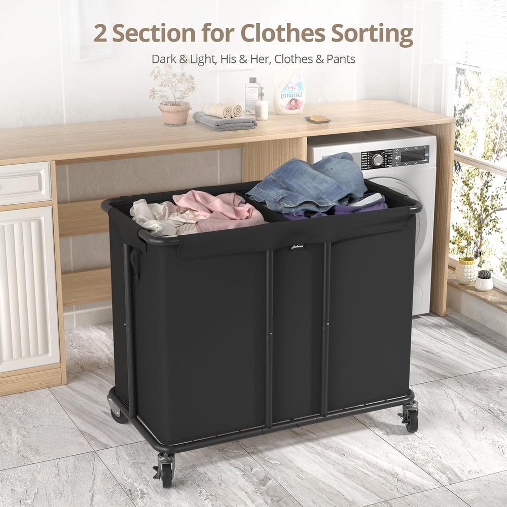 Laundry Hamper with Wheels, 230L, Black, 31.5"Lx15.75W"x30.7"H