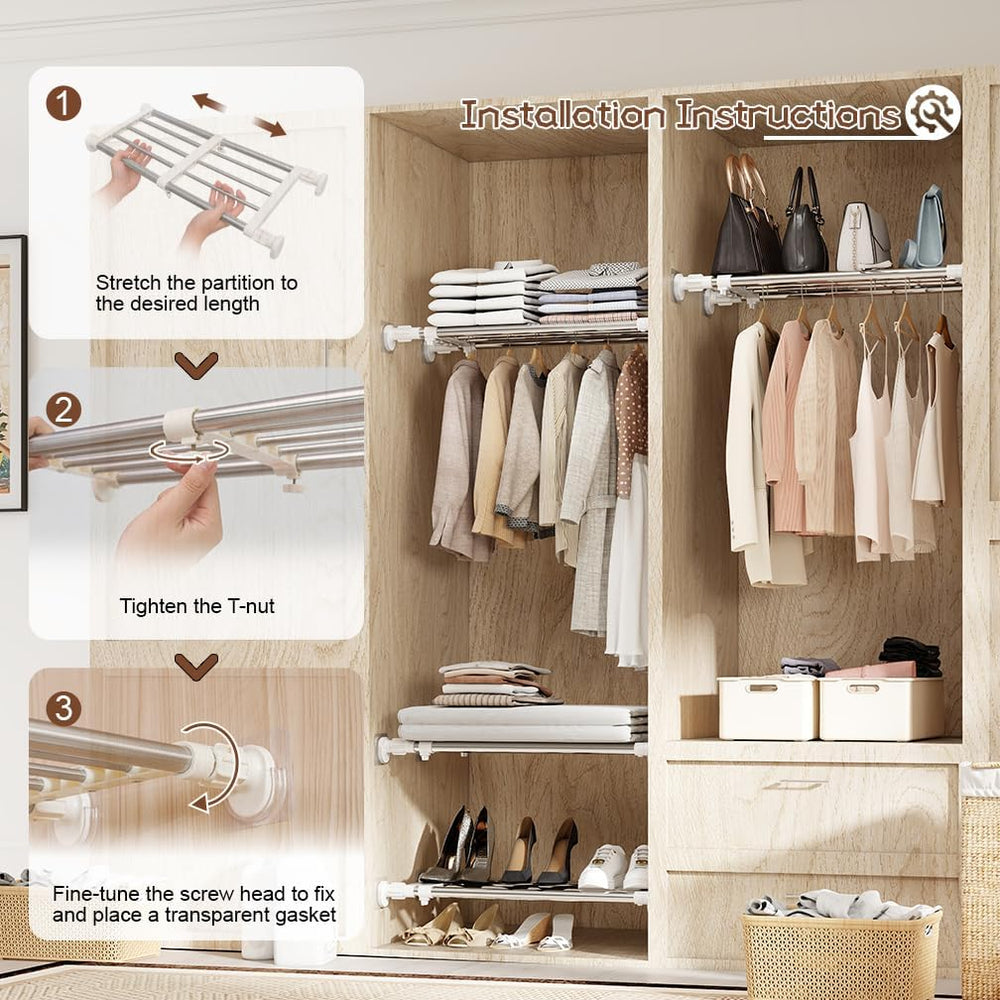 Metal Tension Shelf Expandable Shelf Rod Tension Closet Shelf