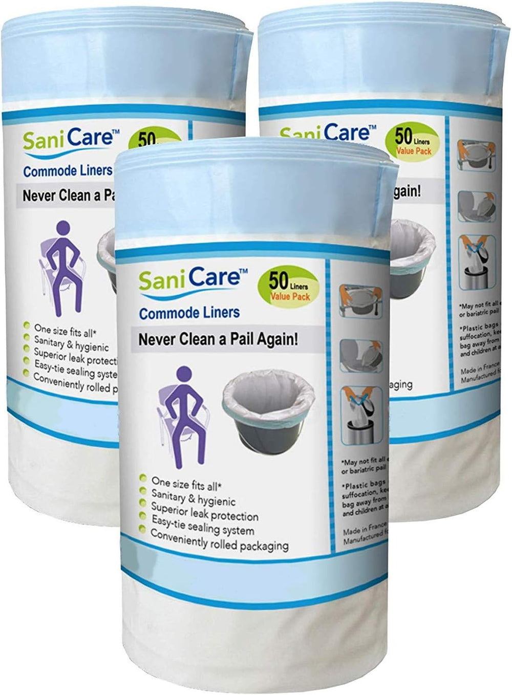Commode Liners – Pack of 150 Disposable Commode Liners – Fits All Standard Be...