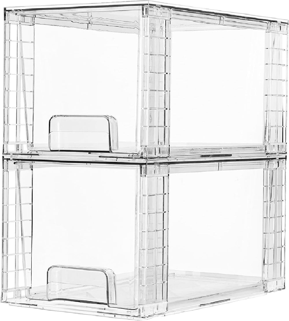 Vtopmart 2 Pack Large Stackable Storage Drawers, Clear