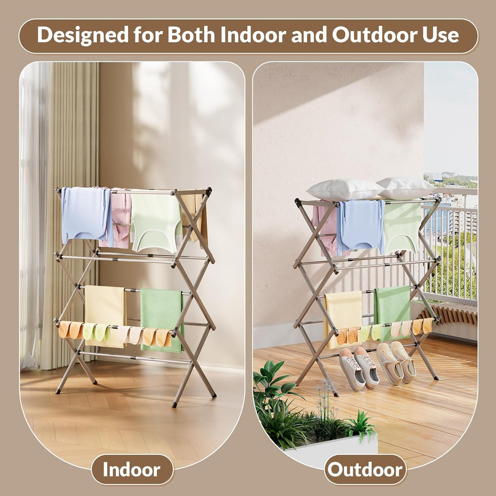 Collapsible Floor Drying Rack - Free Standing Accordion Laundry Dryer, Retrac...