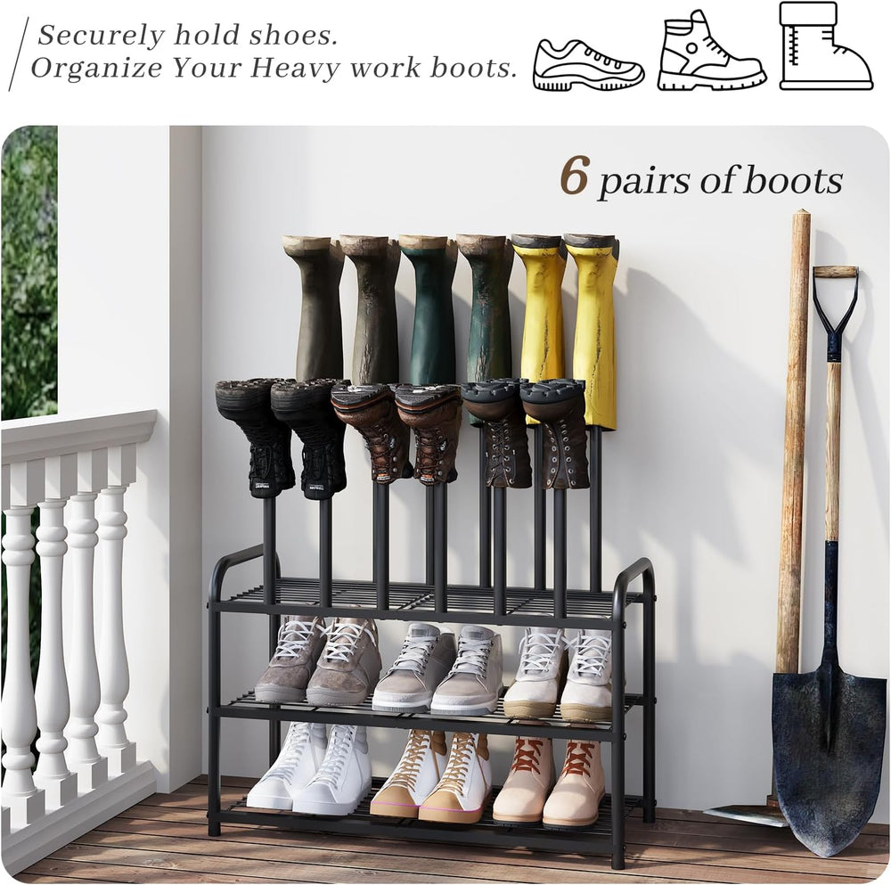 Kitsanery Shoe Rack - 3-Tier Metal Boot Rack Organizer for Entryway, Closet &...