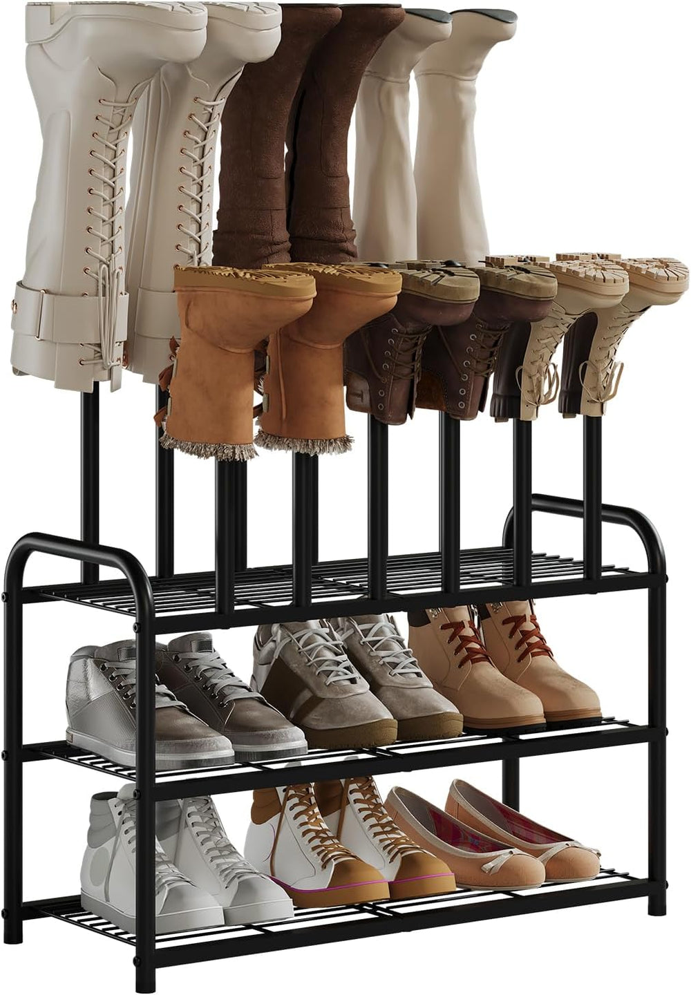 Kitsanery Shoe Rack - 3-Tier Metal Boot Rack Organizer for Entryway, Closet &...