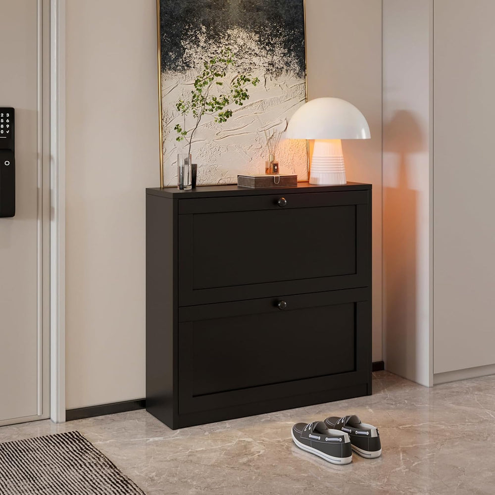 VOWNER Shoe Cabinet with 2 Flip Drawers, Freestanding Shoe Storage Cabinet wi...