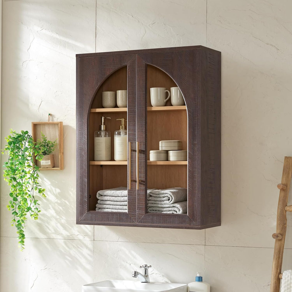 Bathroom Wall Cabinet, 23.5×31.4'' Storage Cabinet, Arched Cabinet Wa...