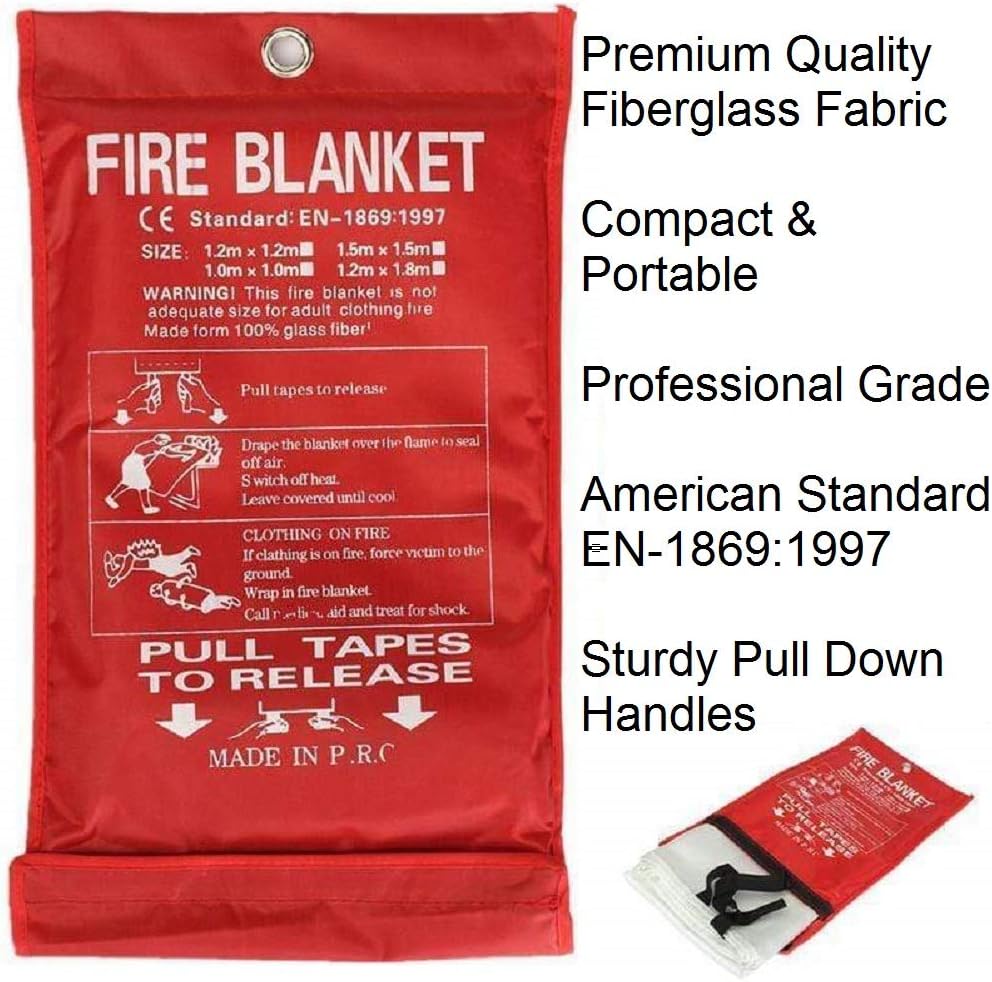 Leberna 5 Pack 39.9x39.3 Fire Blanket Fire Suppression Blanket | Fiberglass F...