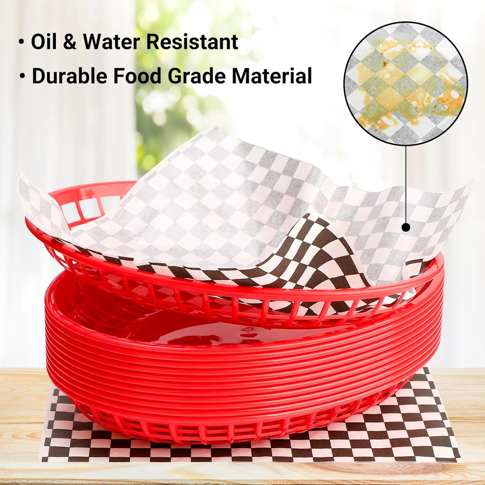 EUSOAR Plastic Food Baskets with Paper Liners, Extra Large 12pcs 11.8"x8...
