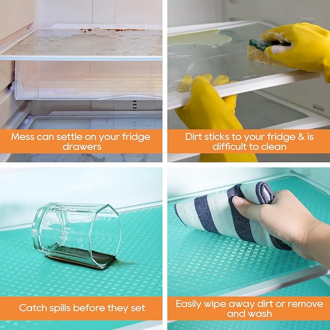 Blue Shelf Liners for Kitchen Cabinets Refrigerator Liners Waterproof & (...