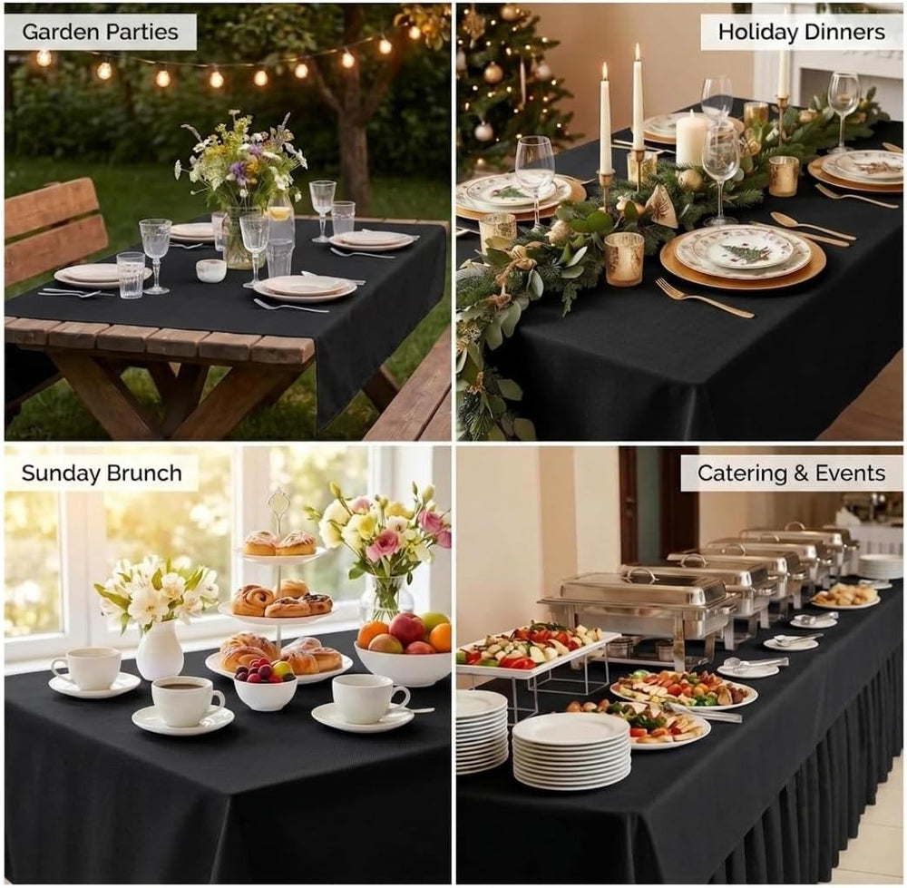 Urban Villa Halloween Black Tablecloth 60 x 84 Inch Rectangle, 100% Cotton Wa...