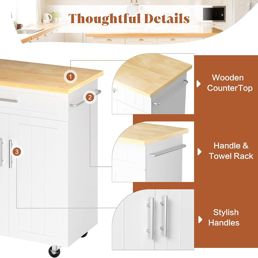 JY QAQA 26" Rolling Kitchen Island Cart on Wheels, Mobile Storage Cabine...