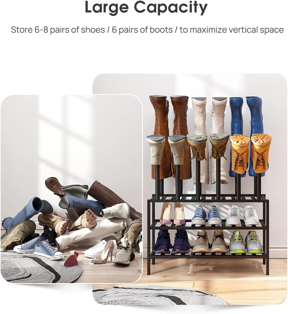 viewcare Black Boot Rack, Boot Rack Organizer Tall Boots with Shoe Rack for C...