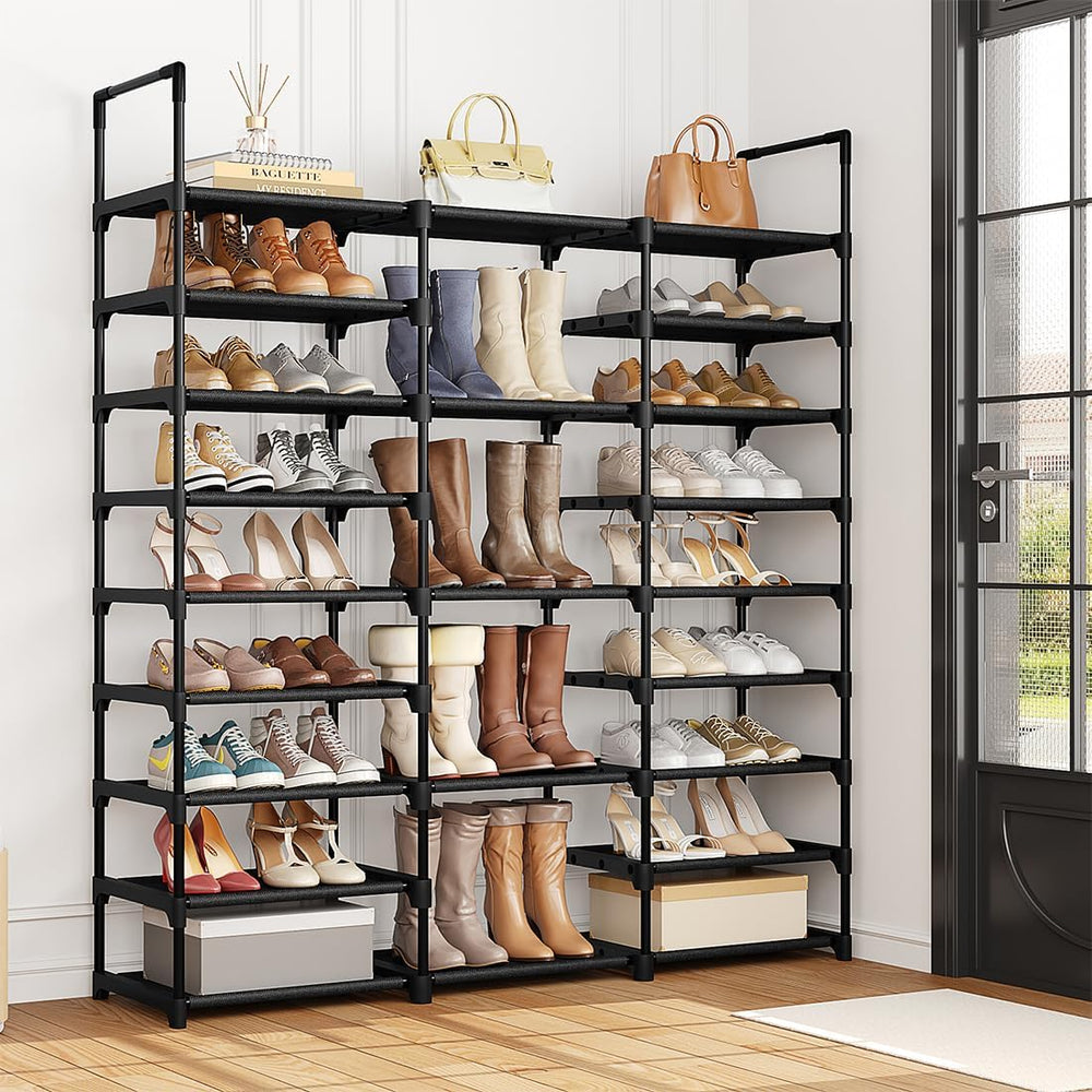 9-Tier Shoe Rack Organizer for 50-55 Pairs, Stackable Large Shoe Stand