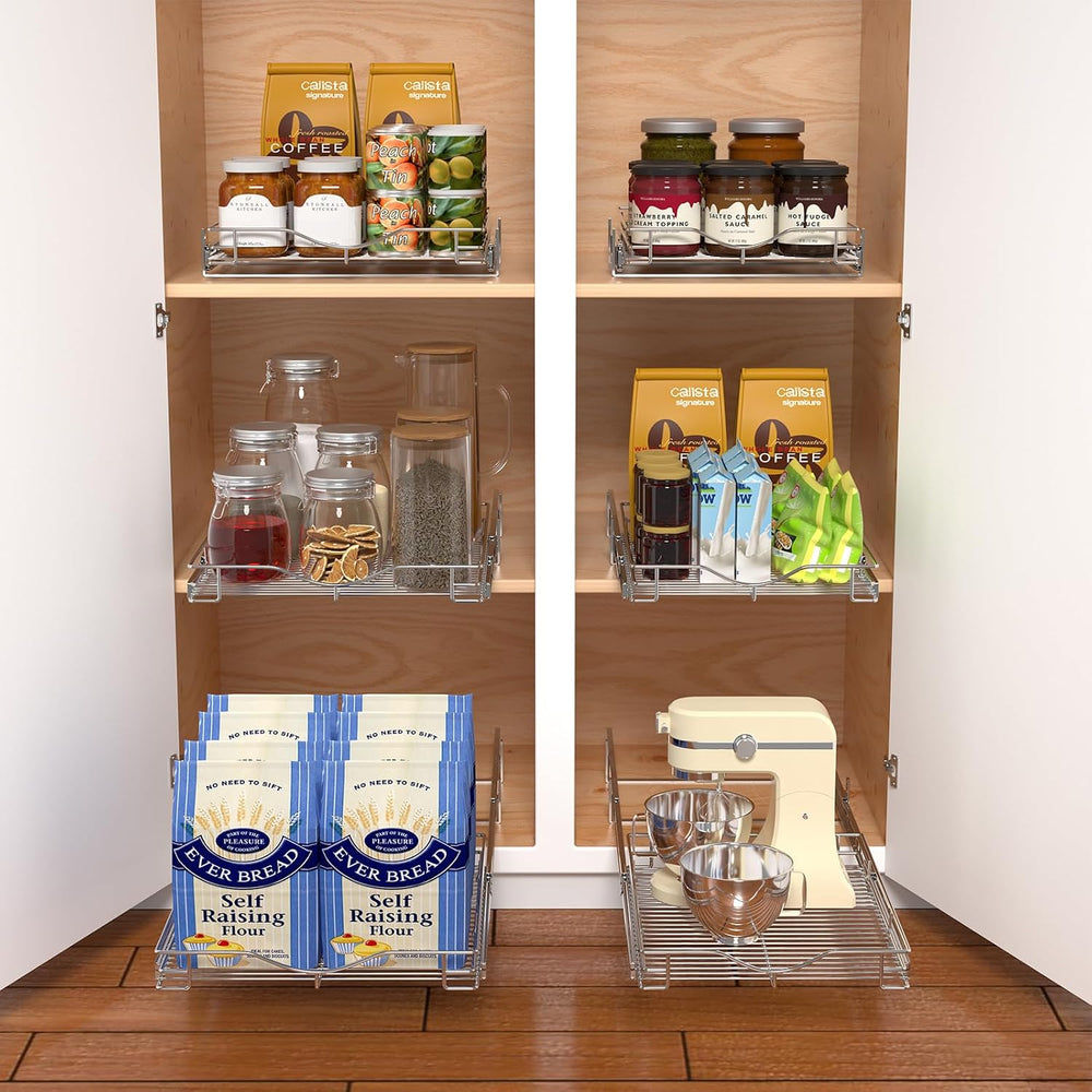 DINDON Pull Out Cabinet Organizer, (11" W x 21" D) Heavy-Duty Metal...