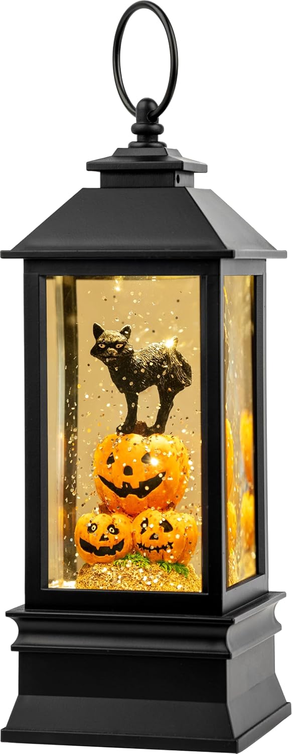 10'' Halloween Snow Globe Lantern Lighted Musical Water Lantern Spook...