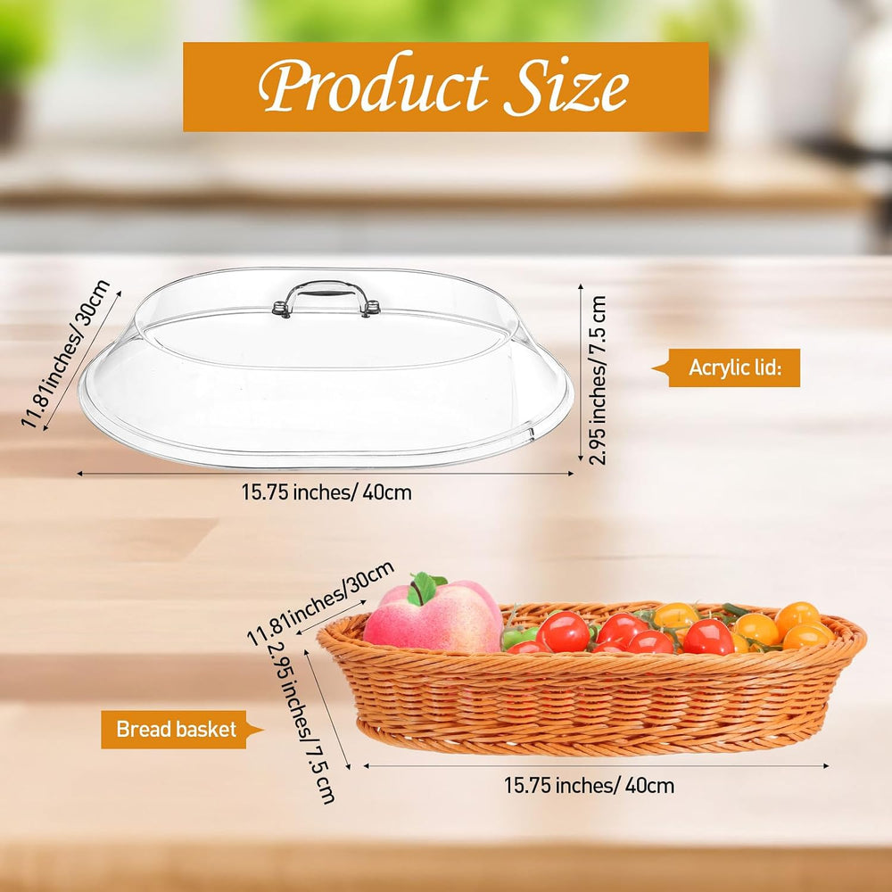 Hushee 2 Set Bread Basket with Lid,15.75 x 11.81 Inch