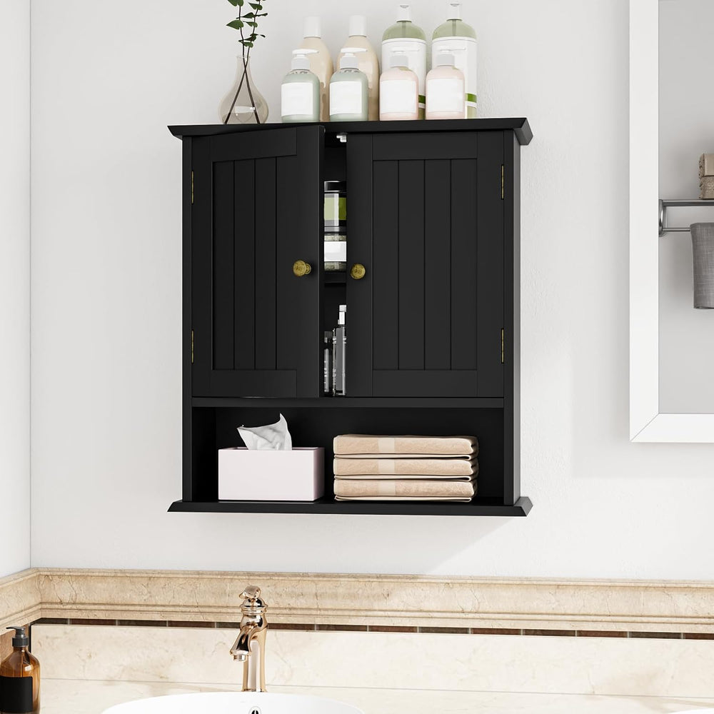 Bathroom Wall Cabinet, Bathroom Cabinet Wall Mount with 2 Doors and Open Shel...