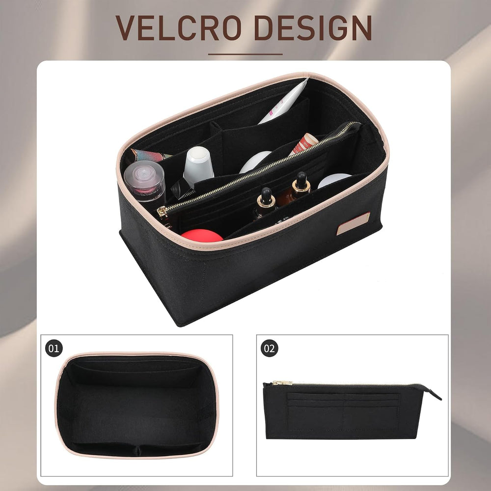 Doxo Felt Purse Organizer Insert & Base Shaper 2pc Set for Speedy 30, Black