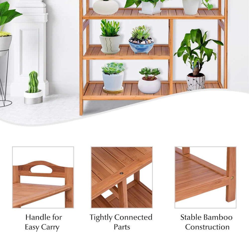 Casart 4-Tier Bamboo Shoe Rack with Boots Storage, Freestanding Wooden Displa...