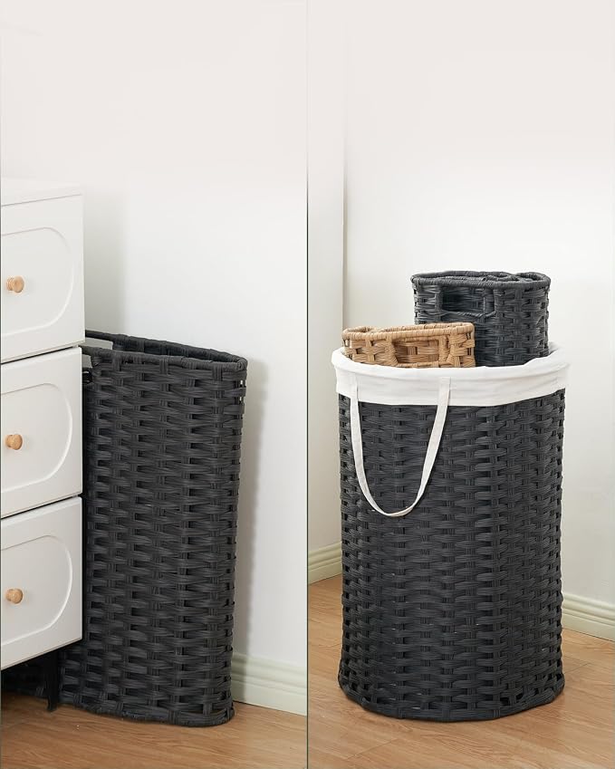 Laundry Basket Round Rattan Laundry Hamper 29.1 Gal Handwoven Large Wicker