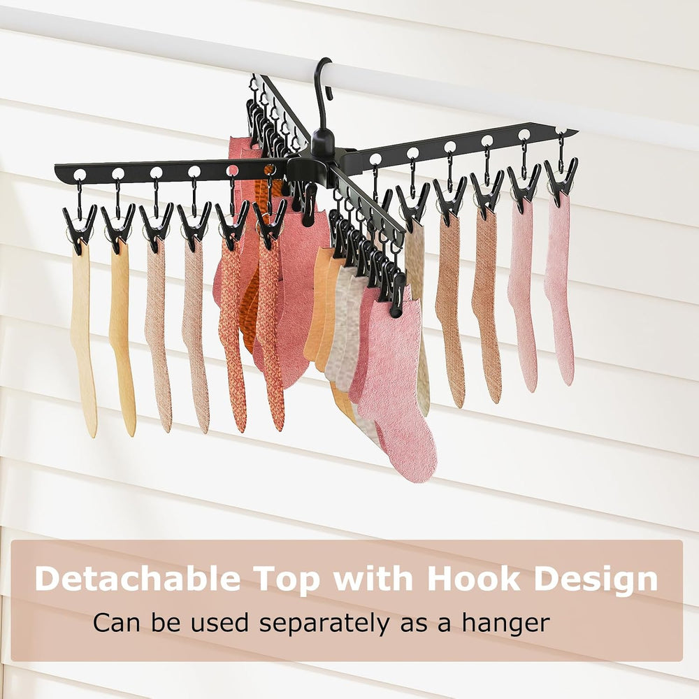 GIANTEX 70" Tripod Clothes Drying Rack w/24 Clips & 32 Rods, 360° Ro...