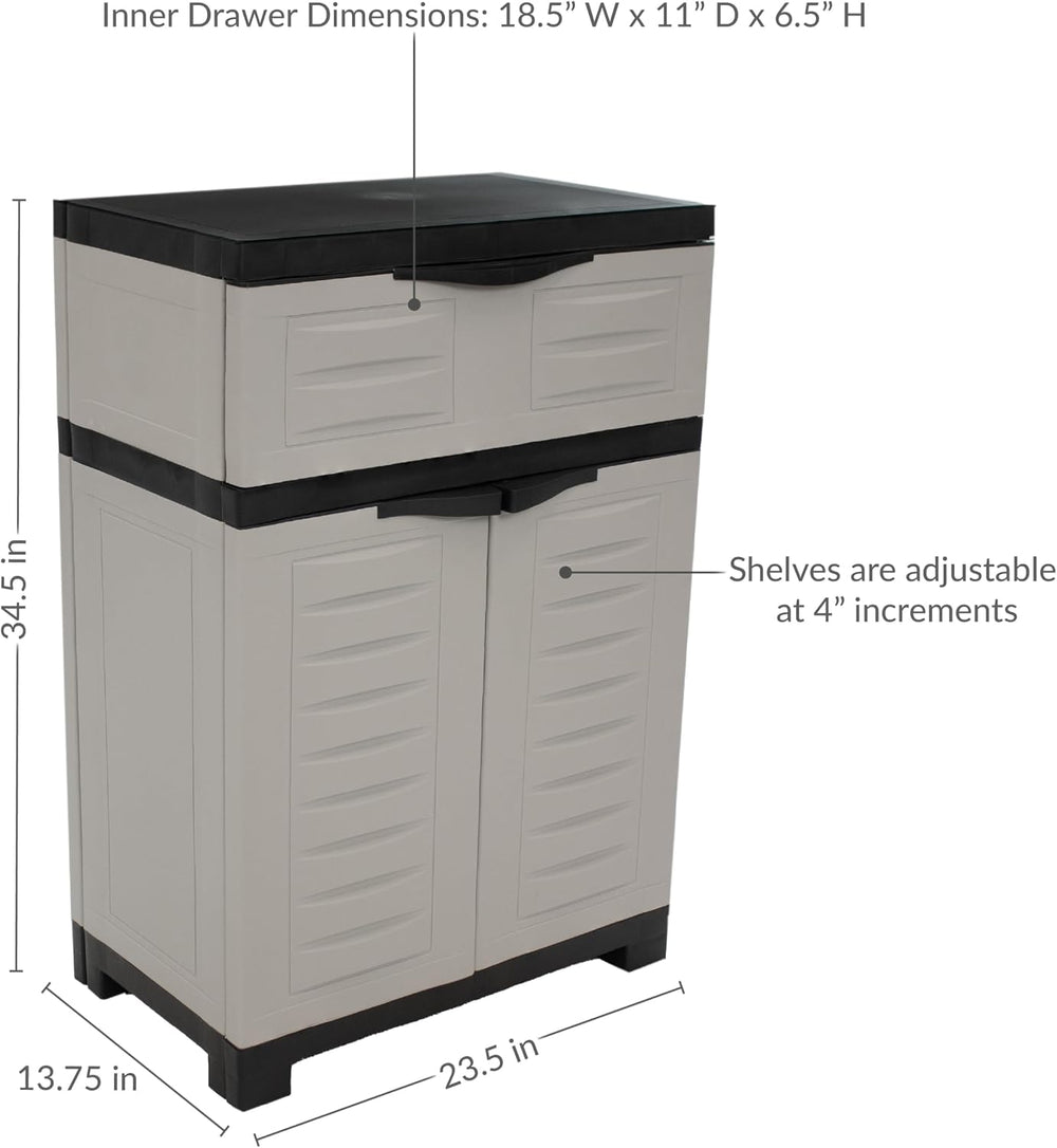 Sunnydaze 34.5" Garage Storage Cabinet with Adjustable Shelf, Gray