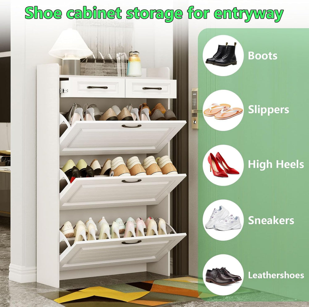 Shoe Cabinet Storage for Entryway with 3 Large Flip Drawers & 2 Drawers