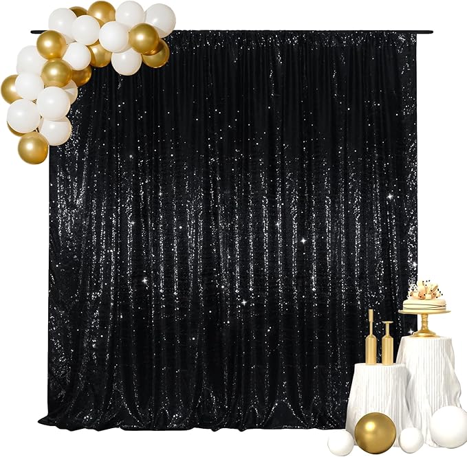 SquarePie Sequin Backdrop Curtain Less Transparent Sparkly Photo Booth Photog...