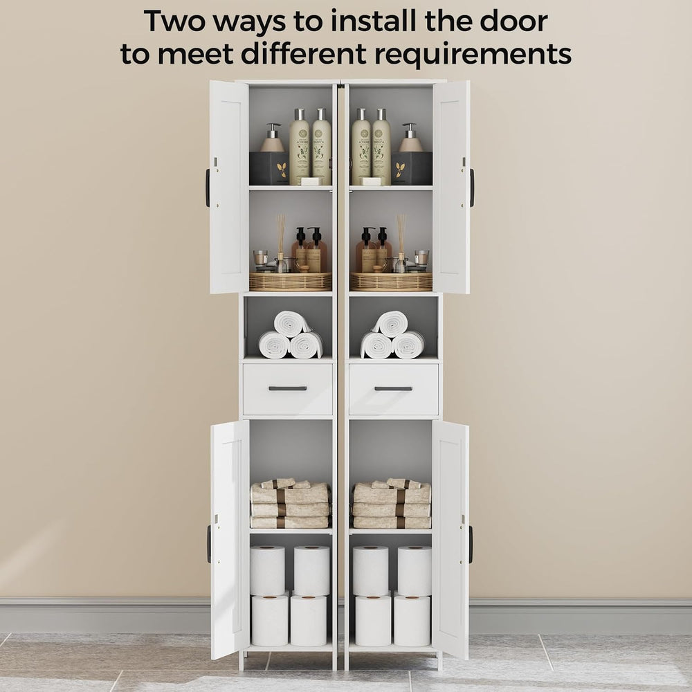67" H Tall Bathroom Storage Cabinet with Barn Doors and Drawer