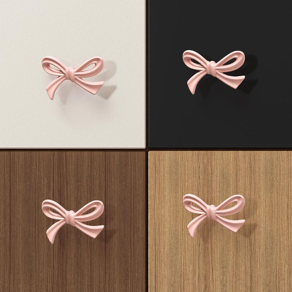 8 Pack Large Pink Bow Dresser Cabinet Knobs, 2.7 Inches