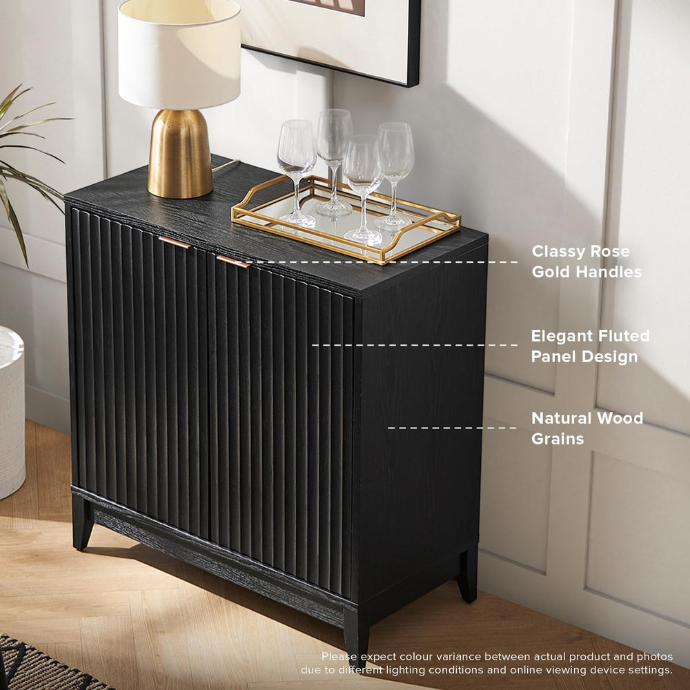 mopio Brooklyn Fluted Storage Cabinet, Modular Accent Buffet Sideboard with A...