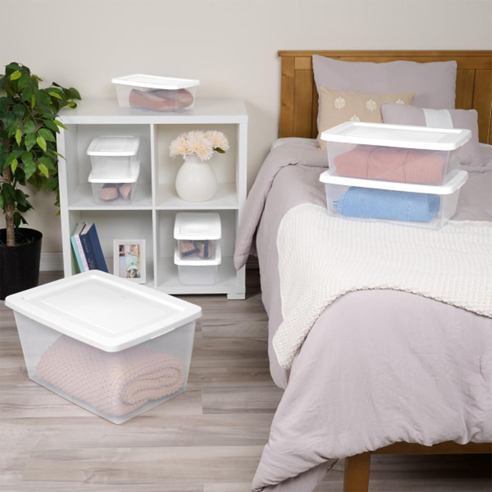 Sterilite Clear Storage Box Stackable Tote, 58 Quart, 18-Pack