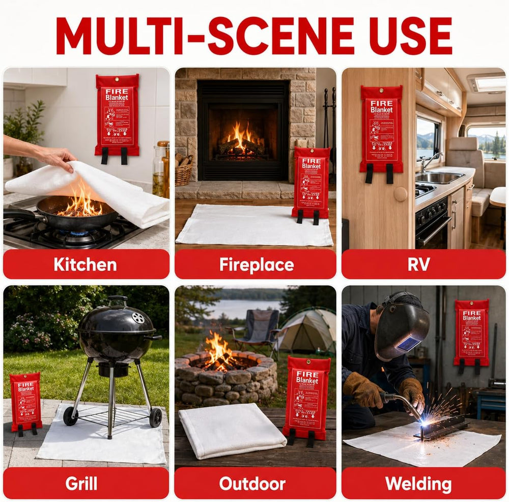 4 Pack,40"x40",Emergency Fiberglass Fire Blanket,Fire Suppression,H...