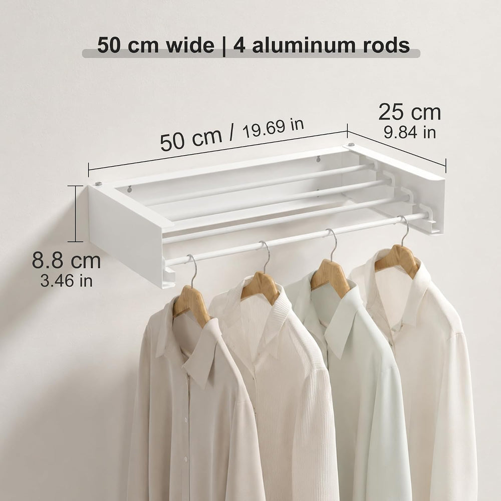 Wall Mounted Clothes Drying Rack,White 19.7",