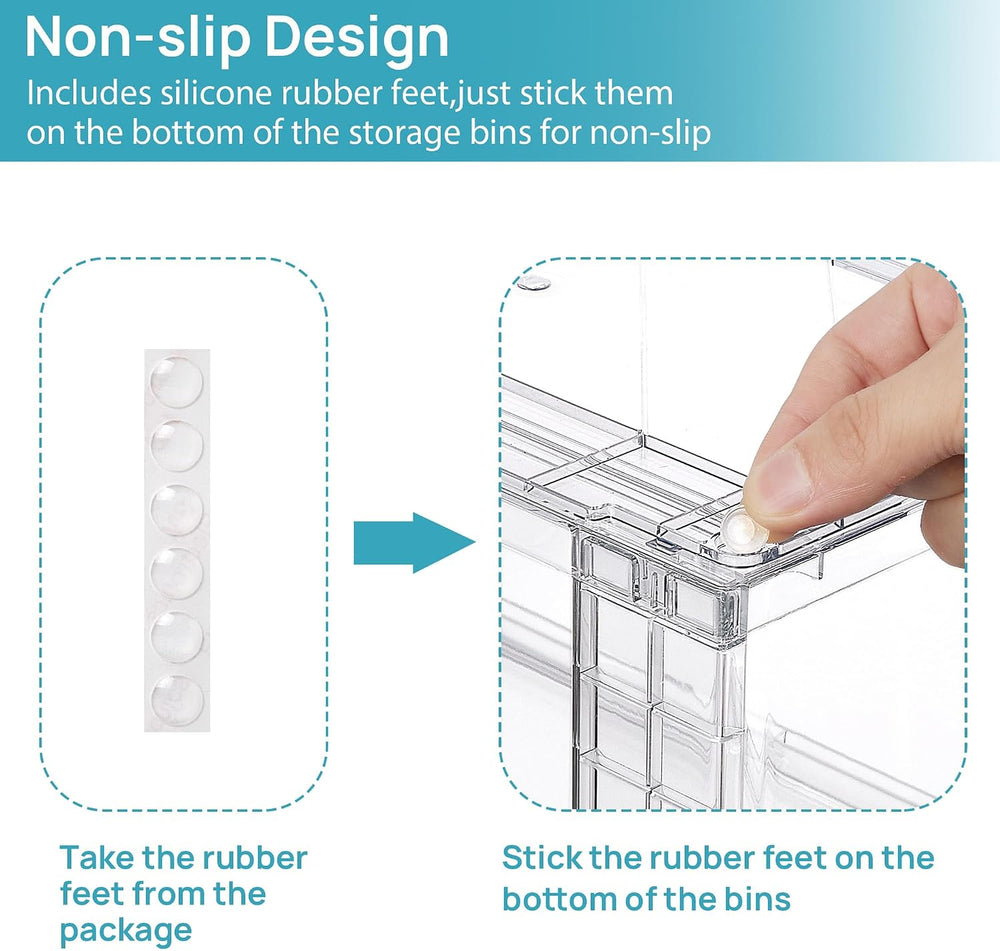 Vtopmart Clear Stackable Storage Drawers, 4 Pack Wide Organizer Set