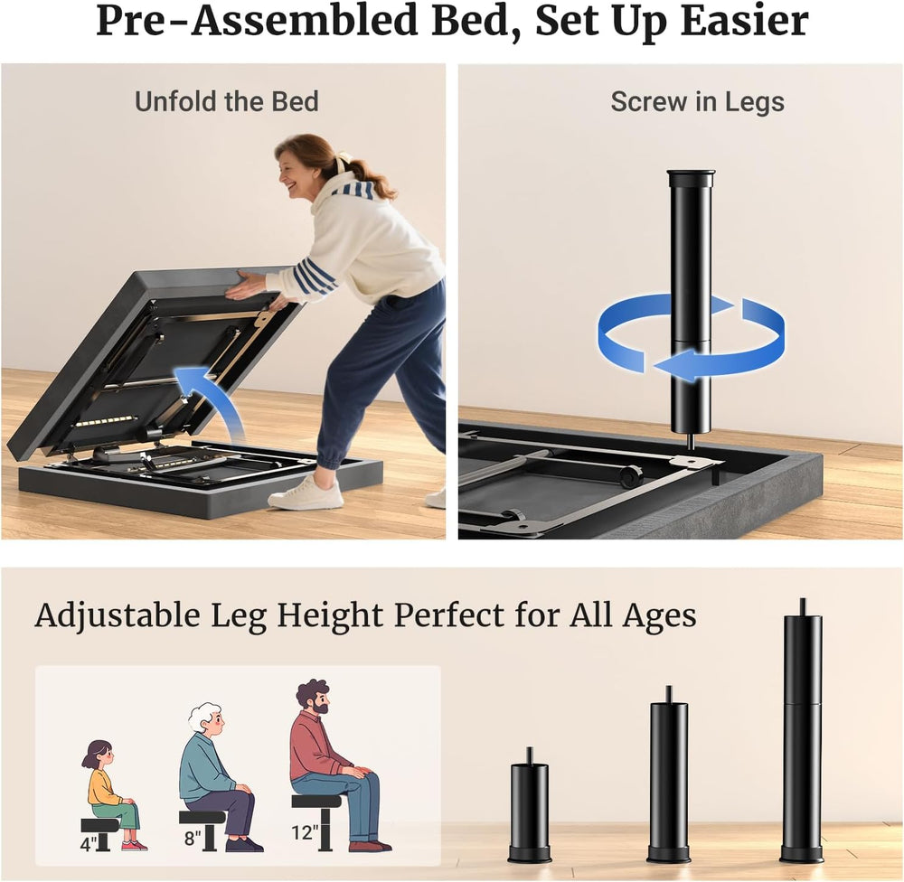 Tami Tami T450 Adjustable Bed Frame Queen with Remote, Ergonomic Adjustable B...