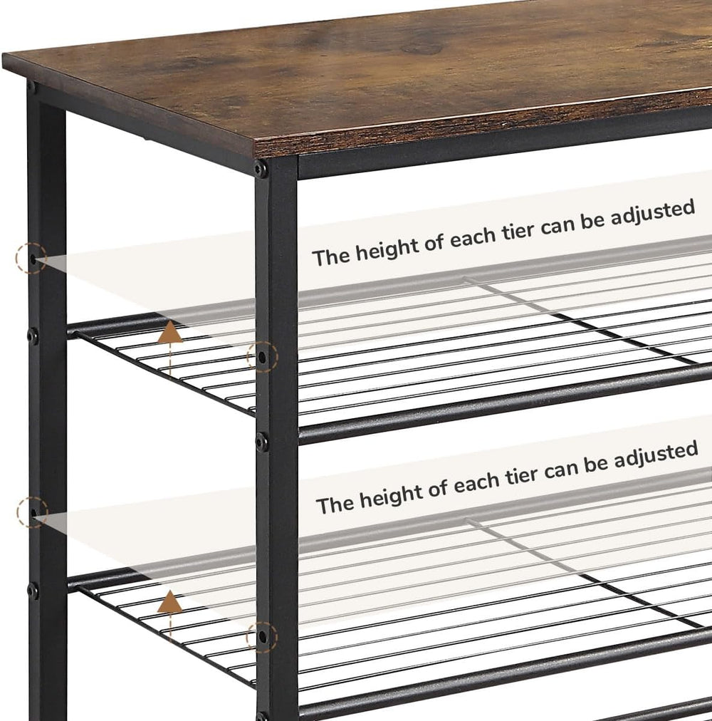 4-Tier Shoe Rack Organizer, Metal Mesh Shoe Storage Shelf, for Entryway, Hall...